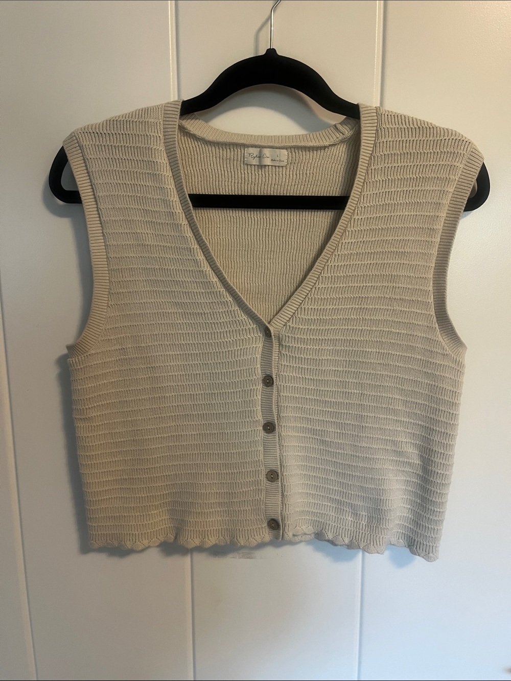 Rylee + Cru Cream Knit Button-Front Sleeveless Vest
